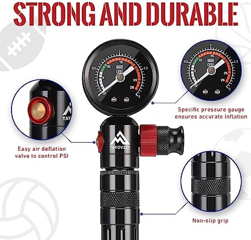 Ball Pump for Sports Balls with Pressure Gauge, Portable Air Pump for Balls with 5 Needles, Flexible Hose, Air Pressure Gauge & Carry Bag, Hand Air Pump Perfect for Basketballs, Soccer Balls and More - Image 4