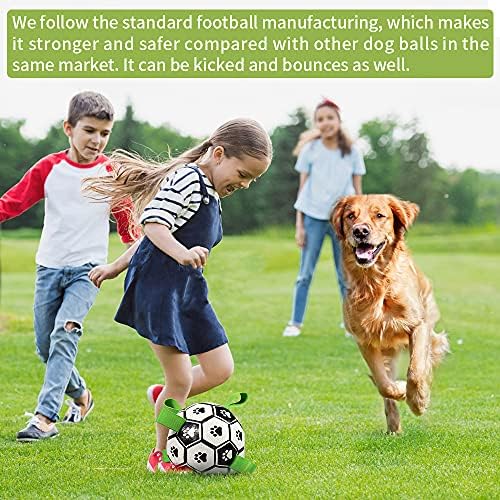 QDAN Dog Toys Soccer Ball with Straps, World Cup Interactive Dog Toys for Tug of War, Puppy Birthday Gifts, Water Toy, Durable Balls for Medium & Large Dogs(8 Inch) - Image 3