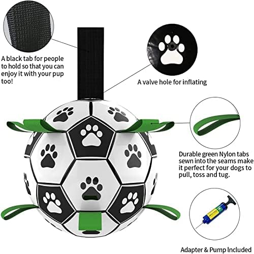 QDAN Dog Toys Soccer Ball with Straps, World Cup Interactive Dog Toys for Tug of War, Puppy Birthday Gifts, Water Toy, Durable Balls for Medium & Large Dogs(8 Inch) - Image 6