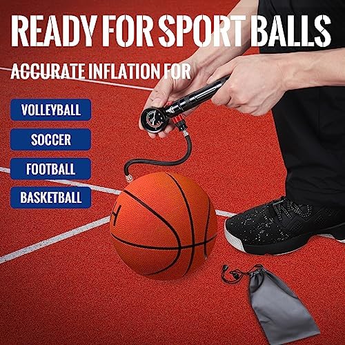 Ball Pump for Sports Balls with Pressure Gauge, Portable Air Pump for Balls with 5 Needles, Flexible Hose, Air Pressure Gauge & Carry Bag, Hand Air Pump Perfect for Basketballs, Soccer Balls and More - Image 8