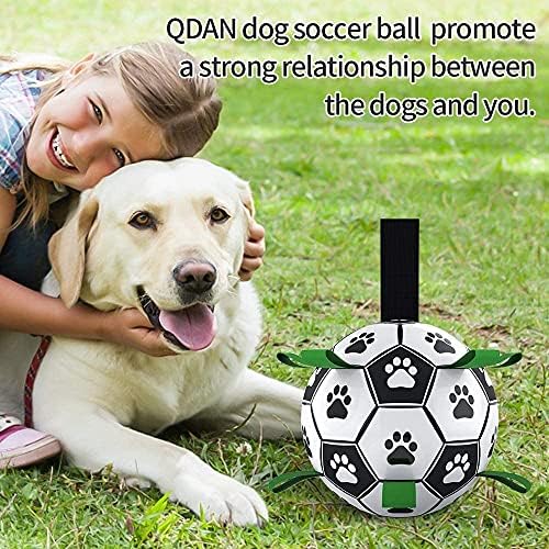 QDAN Dog Toys Soccer Ball with Straps, World Cup Interactive Dog Toys for Tug of War, Puppy Birthday Gifts, Water Toy, Durable Balls for Medium & Large Dogs(8 Inch) - Image 8