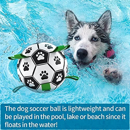 QDAN Dog Toys Soccer Ball with Straps, World Cup Interactive Dog Toys for Tug of War, Puppy Birthday Gifts, Water Toy, Durable Balls for Medium & Large Dogs(8 Inch) - Image 5
