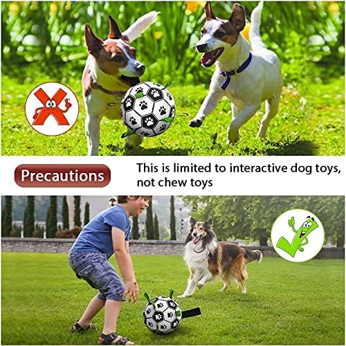 QDAN Dog Toys Soccer Ball with Straps, World Cup Interactive Dog Toys for Tug of War, Puppy Birthday Gifts, Water Toy, Durable Balls for Medium & Large Dogs(8 Inch) - Image 7