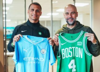 Joe Mazzulla meets with Pep Guardiola before 2024 NBA Finals