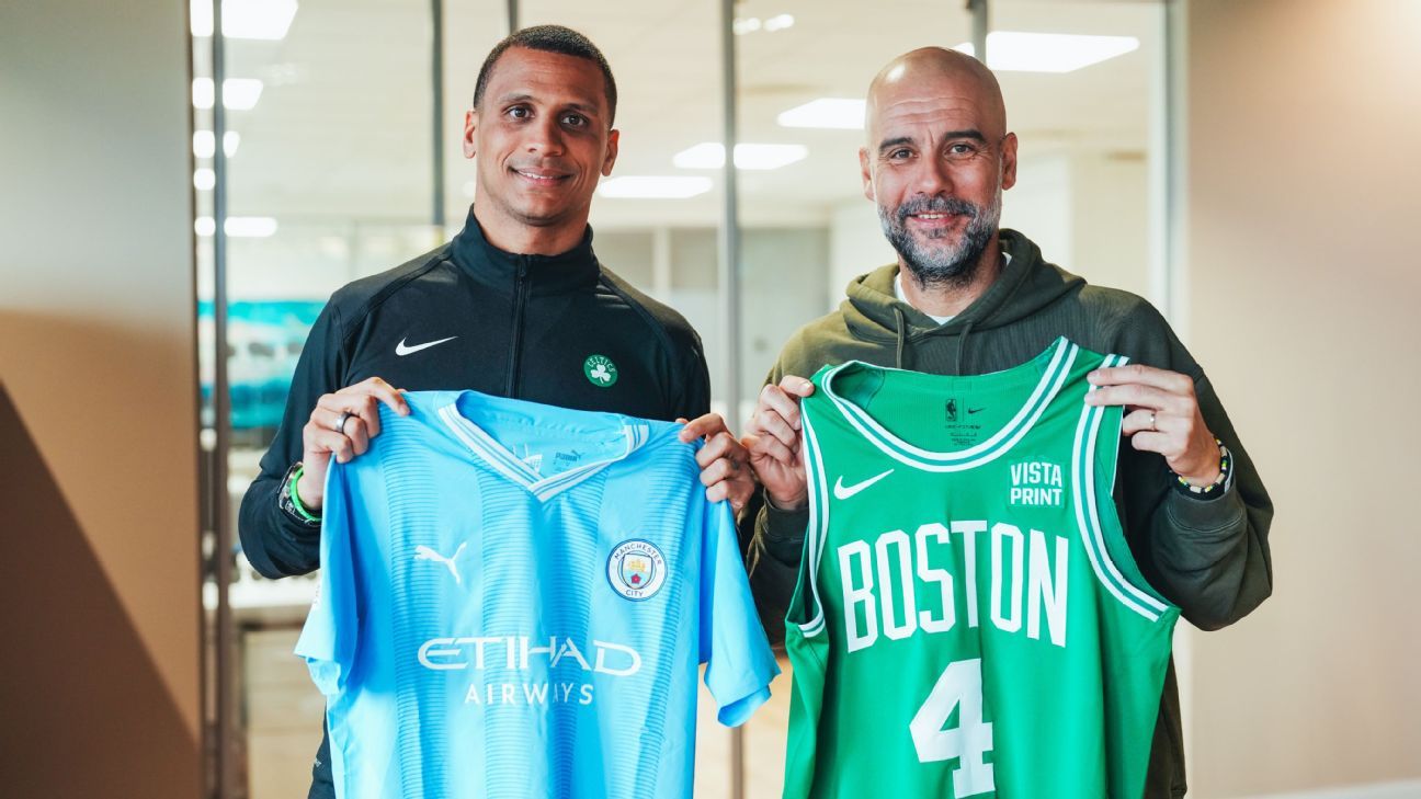 Joe Mazzulla meets with Pep Guardiola before 2024 NBA Finals