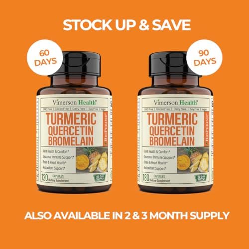 Quercetin with Bromelain & Turmeric Curcumin - Bromelain Supplement with Black Pepper. Immune & Joint Support Supplement - BioPerine & 700mg Organic Tumeric for Inflammation Balance & Allergy Support - Image 5