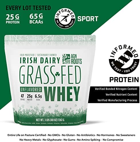 Grass Fed Whey Protein Powder Isolate - Unflavored - Unsweetened - Certified Entire Life On Pasture - A Greener World - ASPCA Registered Brand List - Informed-Sport - 3lbs - Image 5