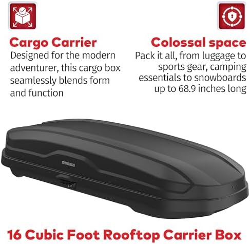 Yakima SkyBox General Travel Vehicle Rooftop Cargo Carrier Box with Removable Torque Knob and Dual Sided Opening for Cars, Wagons and SUVs, Black - Image 3