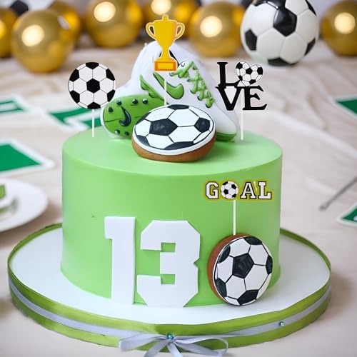 24 Pcs Soccer Cupcake Toppers Decorations Soccer Ball Cupcake Toppe Sports Theme Cupcake Picks for Soccer Party Decoration Football Theme Party Supplies for Men Boy - Image 6