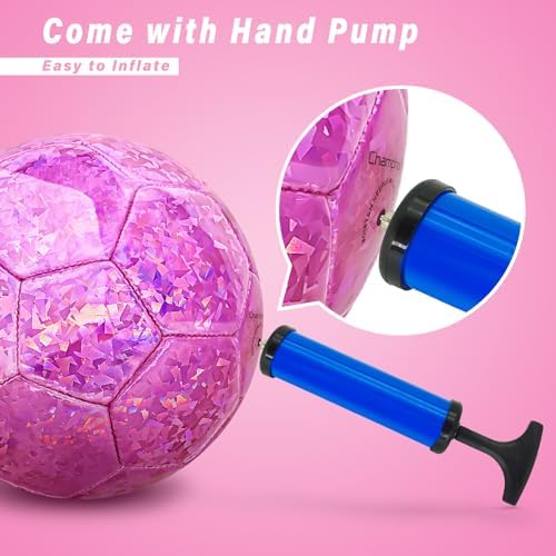 Size 4 Soccer Ball Glitter Pink - Kids Aged 4-6 6-8 8-12 Outdoors Sports Training Ball Recreation Playing Ball Teens Girls Children Youth Back to School Birthday - Image 7