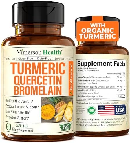 Quercetin with Bromelain & Turmeric Curcumin - Bromelain Supplement with Black Pepper. Immune & Joint Support Supplement - BioPerine & 700mg Organic Tumeric for Inflammation Balance & Allergy Support - Image 2