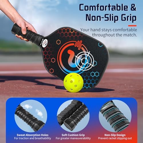PELARD Pickleball Paddles Set of 2 and 4, USAPA Approved Carbon Fiber Surface Pickleball Set with Pickleball Rackets, Cooling Towels, Portable Carry Bag & Pickleball Balls for Men Women - Image 7