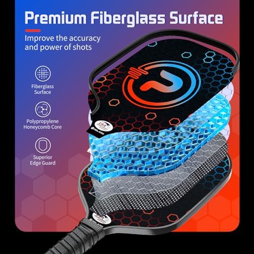 PELARD Pickleball Paddles Set of 2 and 4, USAPA Approved Carbon Fiber Surface Pickleball Set with Pickleball Rackets, Cooling Towels, Portable Carry Bag & Pickleball Balls for Men Women - Image 4