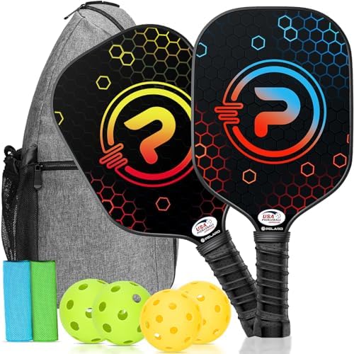 PELARD Pickleball Paddles Set of 2 and 4, USAPA Approved Carbon Fiber Surface Pickleball Set with Pickleball Rackets, Cooling Towels, Portable Carry Bag & Pickleball Balls for Men Women - Image 2