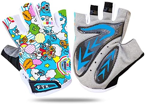 FIGNER Ten Kids Junior Cycling Gloves Outdoor Sport Road Mountain Bike, Fit Boy Girl Youth Age 2-11, Gel Padding Bicycle Half Finger Pair - Image 2