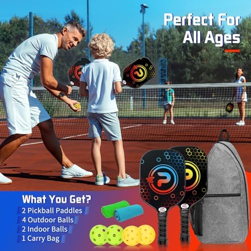 PELARD Pickleball Paddles Set of 2 and 4, USAPA Approved Carbon Fiber Surface Pickleball Set with Pickleball Rackets, Cooling Towels, Portable Carry Bag & Pickleball Balls for Men Women - Image 8