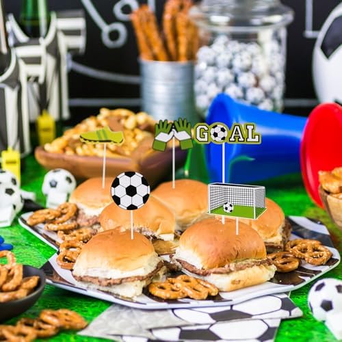 24 Pcs Soccer Cupcake Toppers Decorations Soccer Ball Cupcake Toppe Sports Theme Cupcake Picks for Soccer Party Decoration Football Theme Party Supplies for Men Boy - Image 7