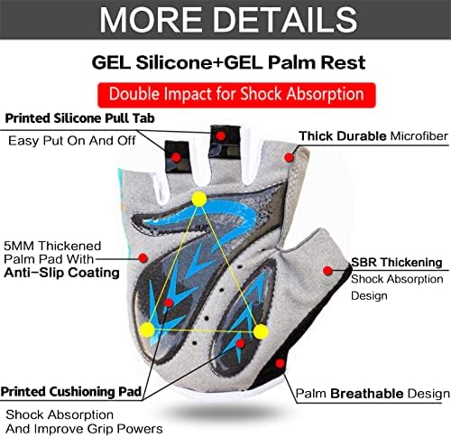 FIGNER Ten Kids Junior Cycling Gloves Outdoor Sport Road Mountain Bike, Fit Boy Girl Youth Age 2-11, Gel Padding Bicycle Half Finger Pair - Image 3