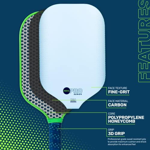 Pickleball Paddle Pro Series and Power Series | USA Pickleball Approved | Graphite Carbon Face | Edgeless Design | Choose Blue or White Pickleball Paddle - Image 3