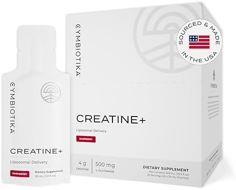 CYMBIOTIKA Creatine+, Creatine and Glutamine Supplement for Amino Energy, Recovery, Muscle Mass & Brain Support, Liposomal Delivery, Gluten Free & Vegan, Raspberry Flavor - 30ml Pouches (Pack of 20) - Image 2