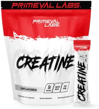 Primeval Labs Creatine Monohydrate Powder | On The Go Stick Packs | Micronized Creatine | Instantized Creatine | Creatine for Men & Women | 5g Creatine per Serving | 30 Servings, (Unflavored) - Image 2