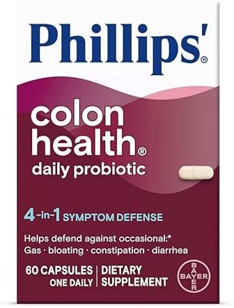 Phillips' Colon Health Daily Probiotic Capsules, 4-in-1 Symptom Defense to help defend against Occasional Gas, Bloating, Constipation, and Diarrhea, Daily Supplement, 60 Count - Image 2