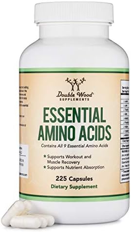 Essential Amino Acids - 1 Gram Per Serving Powder Blend of All 9 Essential Aminos (EAA) and all Branched-Chain Aminos (BCAAs) (Leucine, Isoleucine, Valine) 225 Capsules, Gluten Free by Double Wood - Image 2