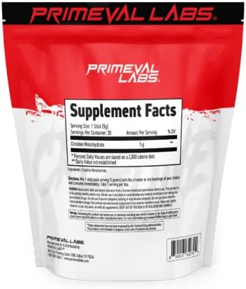 Primeval Labs Creatine Monohydrate Powder | On The Go Stick Packs | Micronized Creatine | Instantized Creatine | Creatine for Men & Women | 5g Creatine per Serving | 30 Servings, (Unflavored) - Image 3
