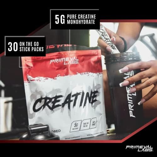 Primeval Labs Creatine Monohydrate Powder | On The Go Stick Packs | Micronized Creatine | Instantized Creatine | Creatine for Men & Women | 5g Creatine per Serving | 30 Servings, (Unflavored) - Image 4