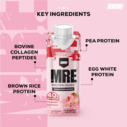 REDCON1 MRE Ready to Drink Protein Shakes, Strawberry Shortcake - 40grams Protein Drinks with Whole Food Sources - Sugar Free RTD Shake Formulated to Fuel Athletes at Any Time (12 Pack) - Image 5