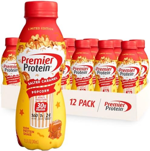 Premier Protein Shake Limited Edition Salted Caramel Popcorn, 30g 1g Sugar 24 Vitamins Minerals Nutrients to Support Immune Health 11.5 fl oz, 12 Pack - Image 2