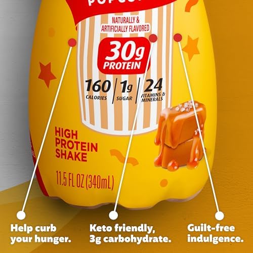 Premier Protein Shake Limited Edition Salted Caramel Popcorn, 30g 1g Sugar 24 Vitamins Minerals Nutrients to Support Immune Health 11.5 fl oz, 12 Pack - Image 5