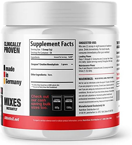 Pure Creapure Micronized Creatine Monohydrate Powder, Promotes Muscle Growth, Increase Muscle Mass, Enhance Strength, 99.99% Purity, 270g (54 Servings) - Image 4