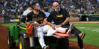 Pirates reliever Hunter Stratton carted off with leg injury