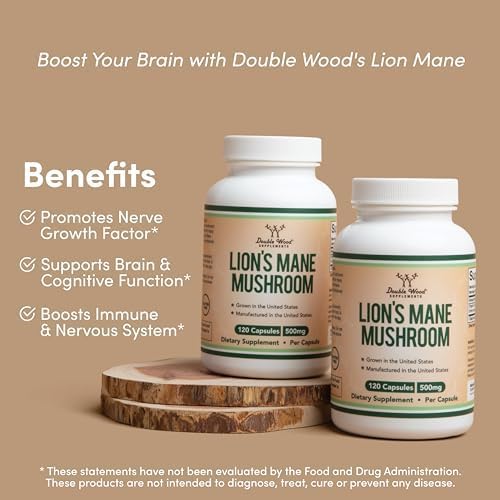 Lions Mane Supplement Mushroom Capsules (Two Month Supply - 120 Count) Lions Mane Mushroom for Brain Support and Immune Health (Third Party Tested, Grown and Encapsulated in The USA) by Double Wood - Image 4