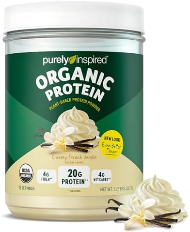 Purely Inspired Plant-Based Protein Powder for Men & Women, Creamy French Vanilla (16 Servings) - Vegan & Organic - 20g of Pea Protein Powder for Smoothies & Shakes - Dairy-Free, & Gluten-Free - Image 2