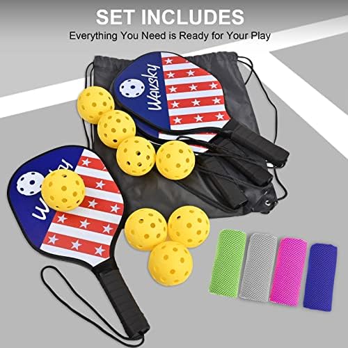 Pickleball Set - 4 Paddles, 8 Balls, 4 Cooling Towels, Carry Bag, Wooden Pickleball Rackets With Ergonomic Grips for Beginners - Image 6
