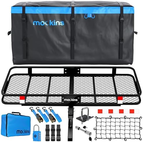 Mockins 60"x24"x6" XL Heavy Duty Trailer Hitch Cargo Carrier Hitch Mount |500lb Cap. Folding Receiver Hitch Cargo Rack w/Waterproof Soft Sided 25 CuFt Hitch Cargo Carrier Bag |2" Cargo Hitch Receiver - Image 2