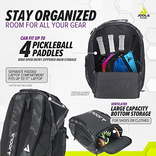 JOOLA Pickleball Bag - Vision II Deluxe Pickleball Backpack - Large Paddle Bag fits 4 Pickleball Paddles & Gear - Fence Hook, Extra Pockets, Ventilated Shoe Storage - Image 3