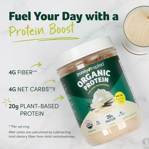 Purely Inspired Plant-Based Protein Powder for Men & Women, Creamy French Vanilla (16 Servings) - Vegan & Organic - 20g of Pea Protein Powder for Smoothies & Shakes - Dairy-Free, & Gluten-Free - Image 3