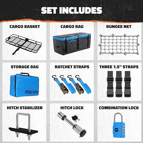 Mockins 60"x24"x6" XL Heavy Duty Trailer Hitch Cargo Carrier Hitch Mount |500lb Cap. Folding Receiver Hitch Cargo Rack w/Waterproof Soft Sided 25 CuFt Hitch Cargo Carrier Bag |2" Cargo Hitch Receiver - Image 9