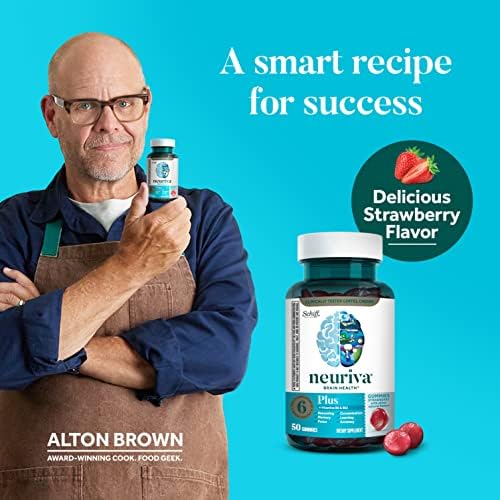 NEURIVA Plus Brain Supplement for Memory,Focus & Concentration+Cognitive Function with Vitamins B6 & B12 and Clinically Tested Nootropics Phosphatidylserine and Neurofactor,50ct Strawberry Gummies - Image 6
