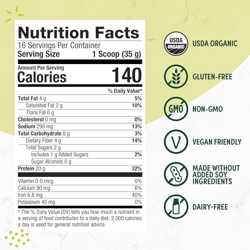 Purely Inspired Plant-Based Protein Powder for Men & Women, Creamy French Vanilla (16 Servings) - Vegan & Organic - 20g of Pea Protein Powder for Smoothies & Shakes - Dairy-Free, & Gluten-Free - Image 5