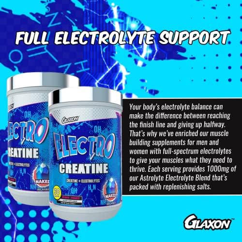 Glaxon Electro Creatine Monohydrate Powder with Electrolytes for Hydration and Absorption - 30 Servings (Naked - Unflavored) - Image 6