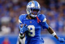 Lions’ Jameson Williams practicing while awaiting possible ban