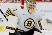 Bruins goalie Jeremy Swayman not in camp without deal