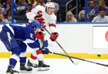 Skyler Brind’Amour plays 1st game coached by father, Rod