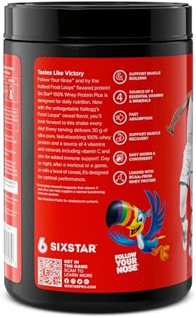 Six Star Whey Protein Powder Plus | Muscle Building & Recovery Plus Immune Support | Muscle Builder for Men & Women | Kellogg’s Froot Loops Flavor | 1.8lb - Image 3