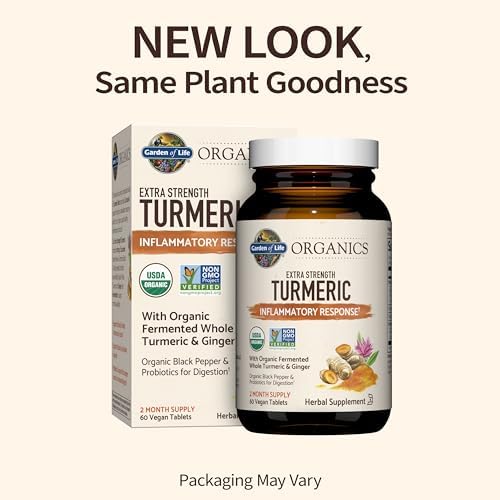 Garden of Life Organics Extra Strength Turmeric Inflammatory Response 60 Tablets-100mg Curcumin (95% Curcuminoids) Black Pepper, Probiotics, Organic Non-GMO Vegan Gluten Free Herbal Supplement - Image 3