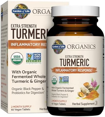 Garden of Life Organics Extra Strength Turmeric Inflammatory Response 60 Tablets-100mg Curcumin (95% Curcuminoids) Black Pepper, Probiotics, Organic Non-GMO Vegan Gluten Free Herbal Supplement - Image 2